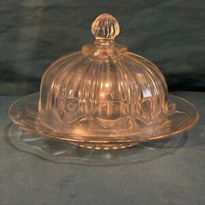 Vintage Anchor Hocking Colonial Clear Round Covered Butter Dish
